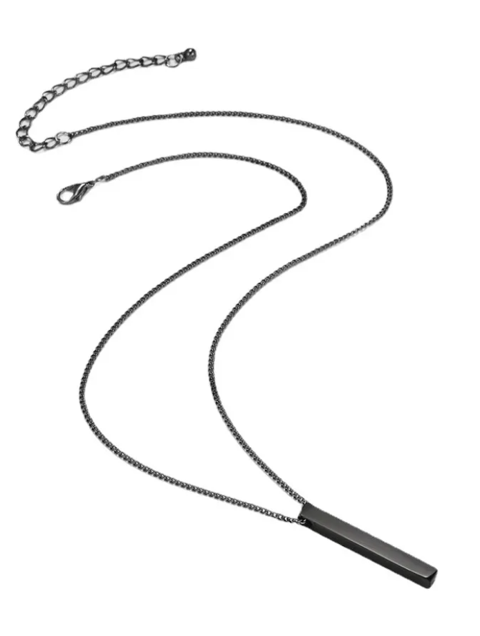 Foto 4 pulgar | Collar Hombre Barra Rectangular Negra Prisma Cilindro Negro Para Hombres Acero Inoxidable Regalo Cumpleaños
