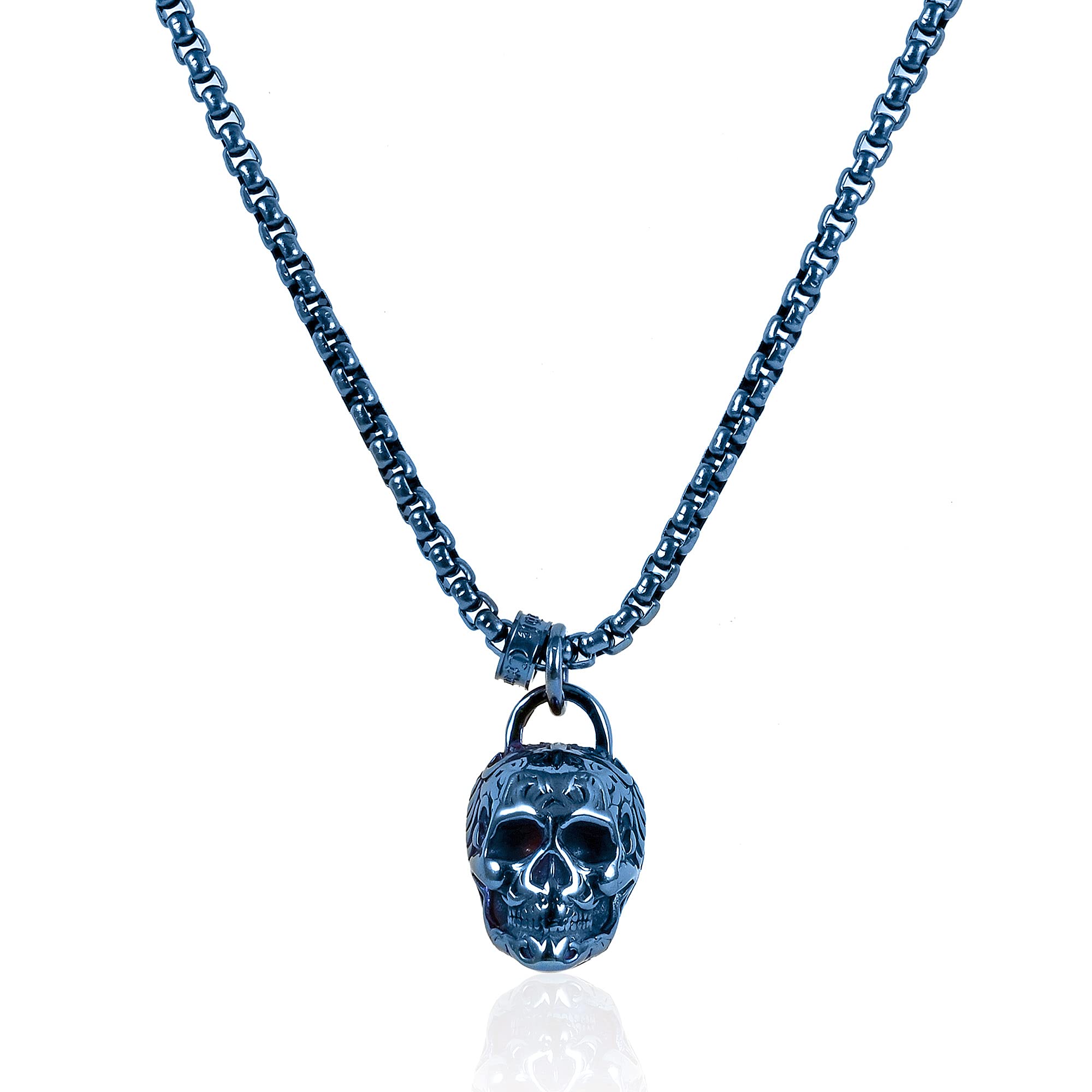Foto 2 | Collar Crisol De Acero Chapado En Azul Envejecido Y Pulido - Venta Internacional.