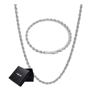 Foto 1 | 2pz Pulsera Y Collar Torsal Acero Inoxidable Hombre Lab.g Plata
