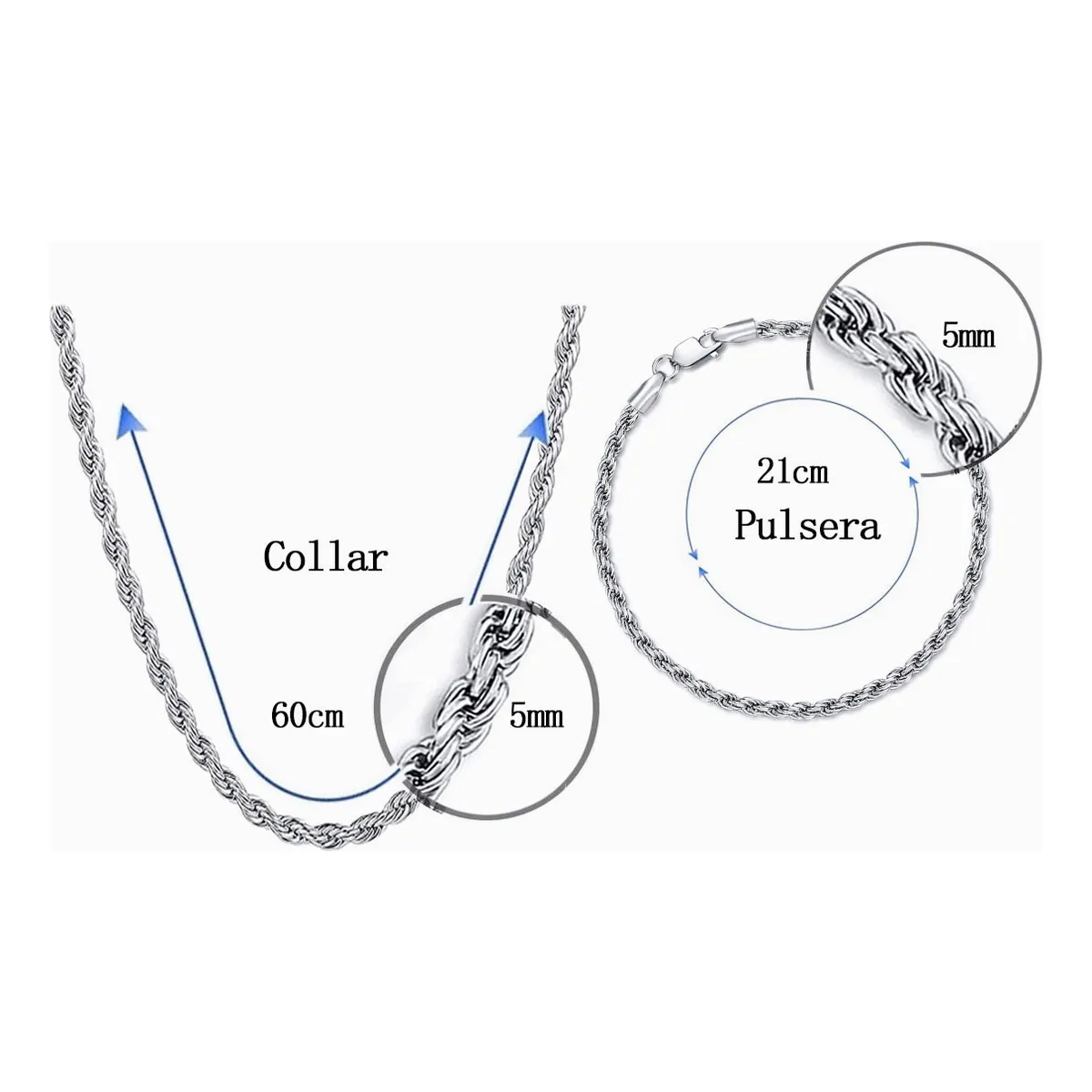 Foto 2 | 2pz Pulsera Y Collar Torsal Acero Inoxidable Hombre Lab.g Plata