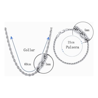 Foto 2 | 2pz Pulsera Y Collar Torsal Acero Inoxidable Hombre Lab.g Plata