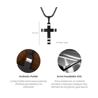 Foto 5 | Collar de Acero Inoxidable Chulada Cruz de la Fortaleza