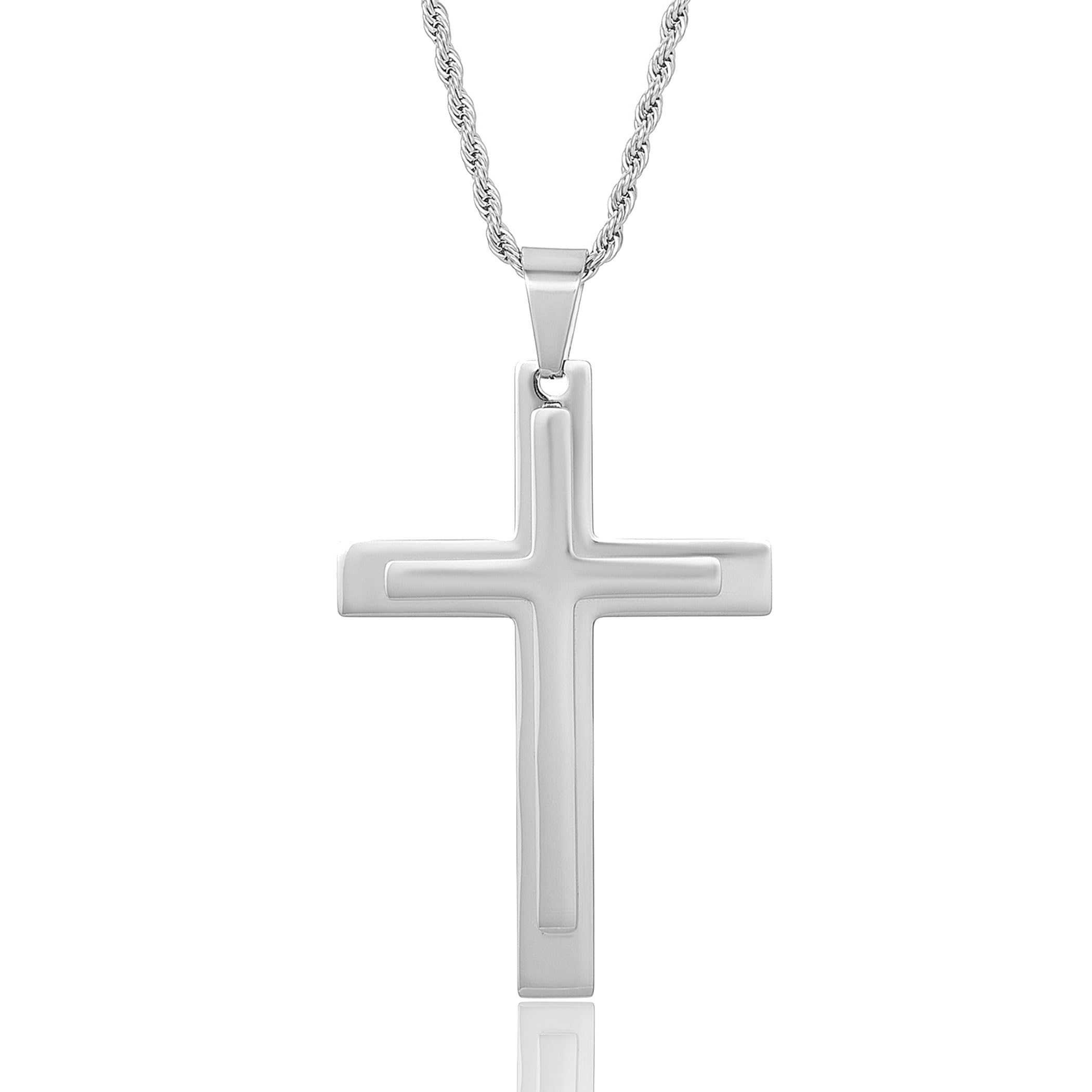 Collar Invicta Jewelry De Acero Cruzado Con Capas Pulidas Para Hombre - Venta Internacional.