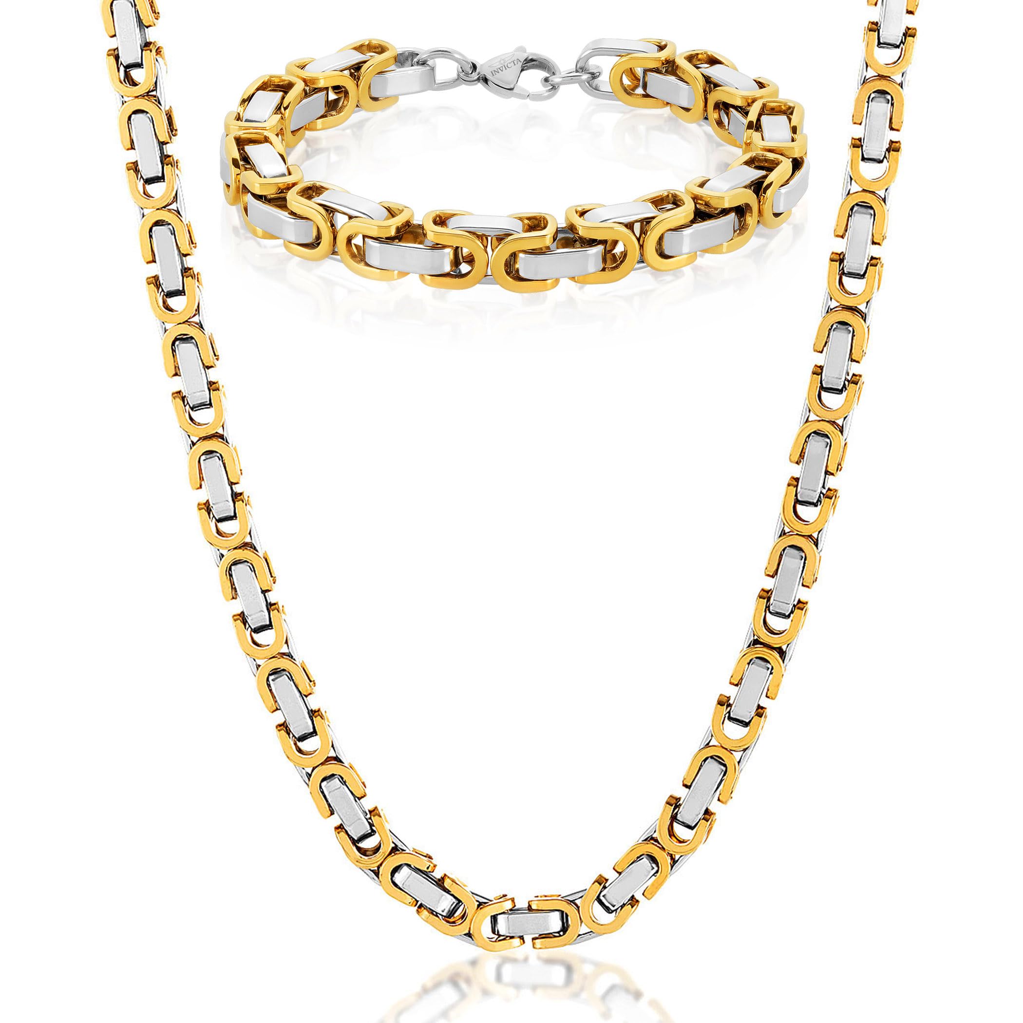 Set De Joyas Invicta Byzantine Chain Gold En Dos Tonos Para Hombre - Venta Internacional.