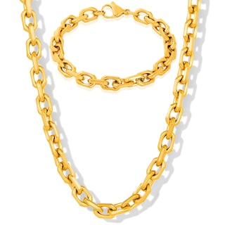 Foto 1 | Conjunto De Joyas Invicta - Brazalete Y Collar Dorados Con Borde Biselado - Venta Internacional.