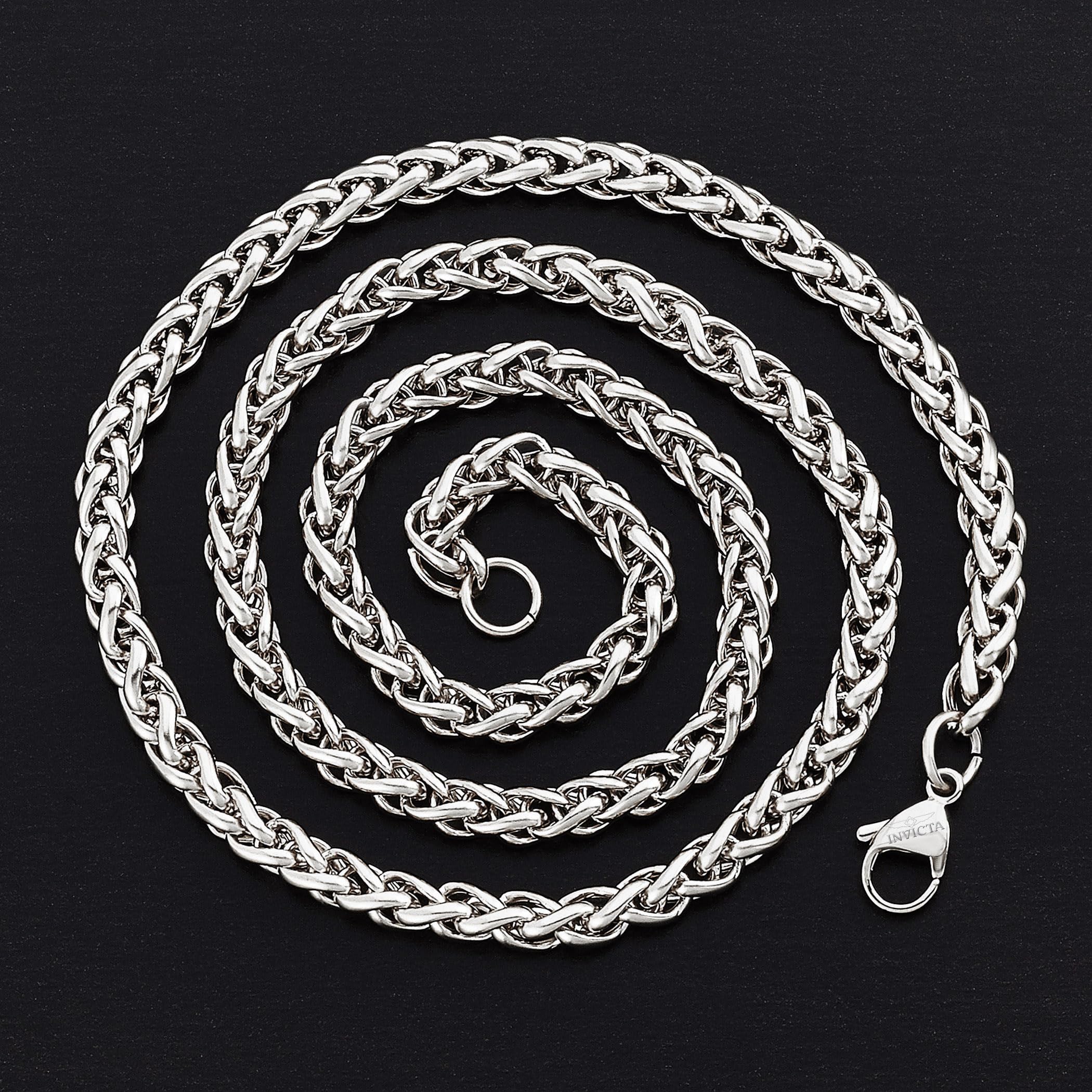 Foto 4 pulgar | Collar Invicta Jewelry Con Cadena De Trigo Spiga Para Hombre  24 Pulgadas - Venta Internacional.