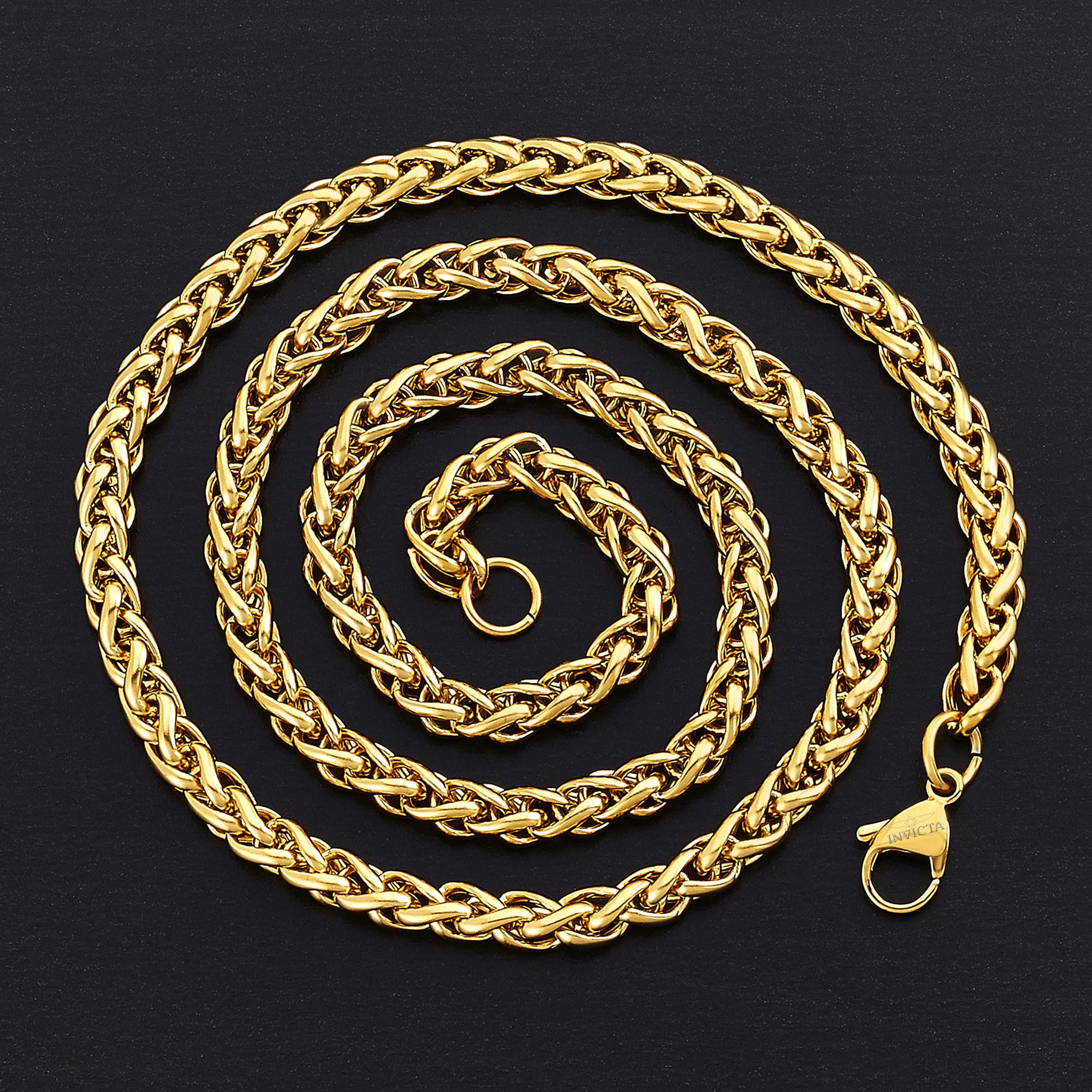 Foto 4 pulgar | Collar Invicta Jewelry Spiga  Cadena De Trigo Chapada En Oro De 24 Pulgadas - Venta Internacional.