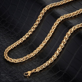 Foto 7 | Collar Invicta Jewelry Spiga Cadena De Trigo Chapada En Oro De 24 Pulgadas - Venta Internacional.