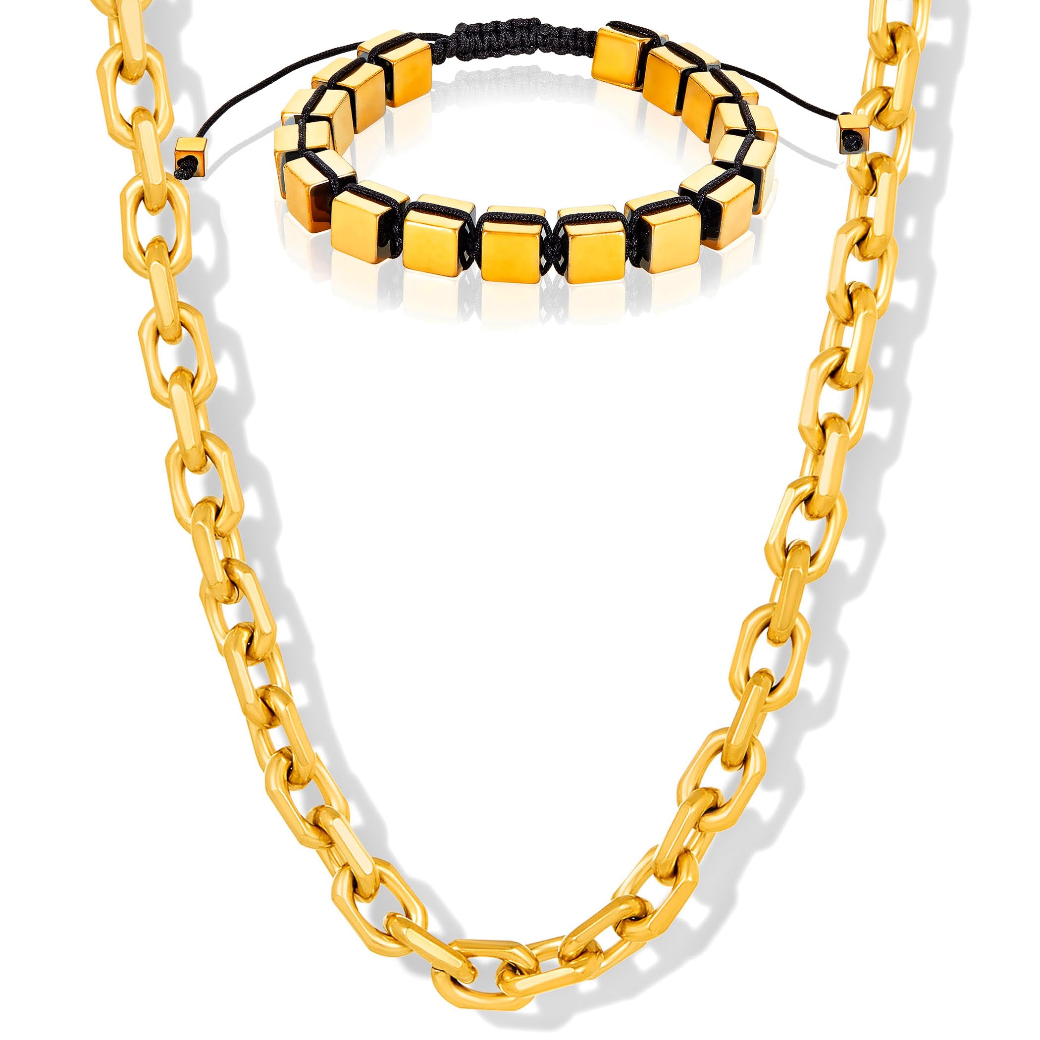 Foto 2 pulgar | Conjunto De Joyas: Pulsera Y Collar Invicta Gold Con Piedras De Hematita - Venta Internacional.