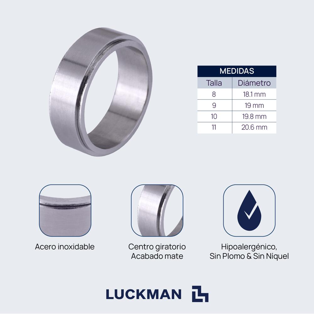 Foto 5 | Anillo Antiansiedad Luckman Plateado para Hombre