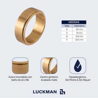 Foto 5 | Anillo Giratorios Antiansiedad Luckman de Acero Inoxidable color Negro con Acabado Mate para Hombre
