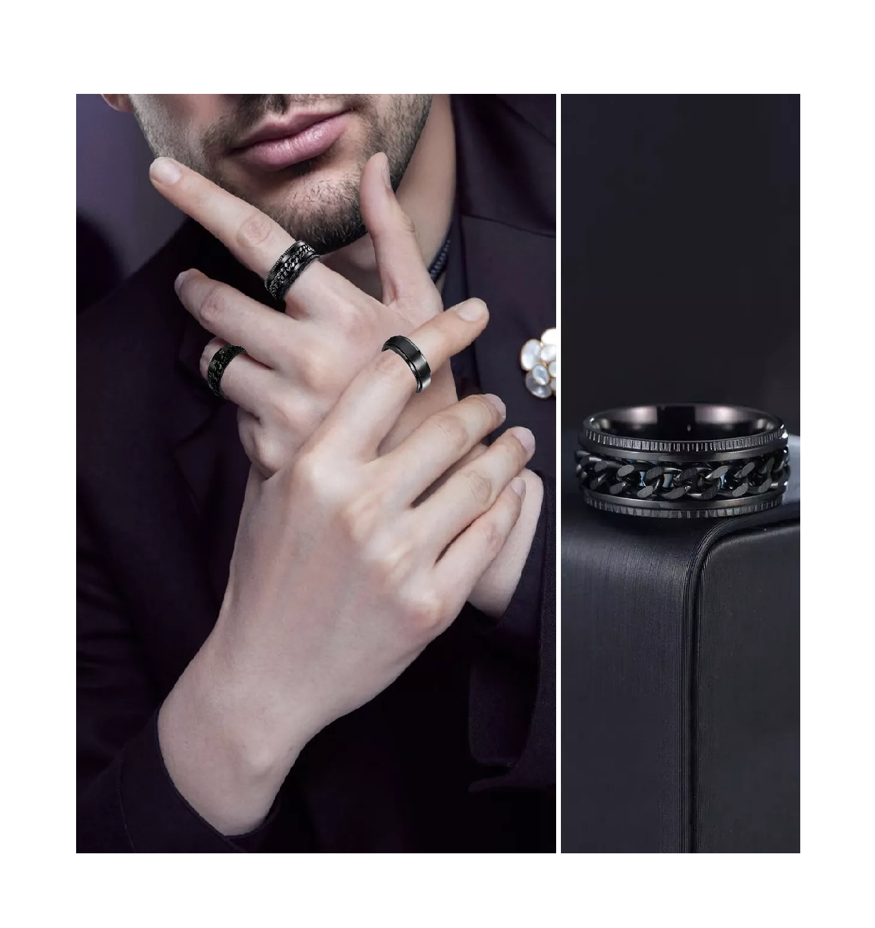 Foto 4 pulgar | Anillos Belug De Acero Inoxidable 3 Piezas