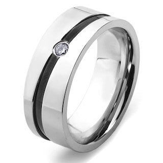 Foto 1 | Anillo West Coast Jewelry De Plata Con Ranura De Circonita Cúbica Chapada En Negro - Venta Internacional.