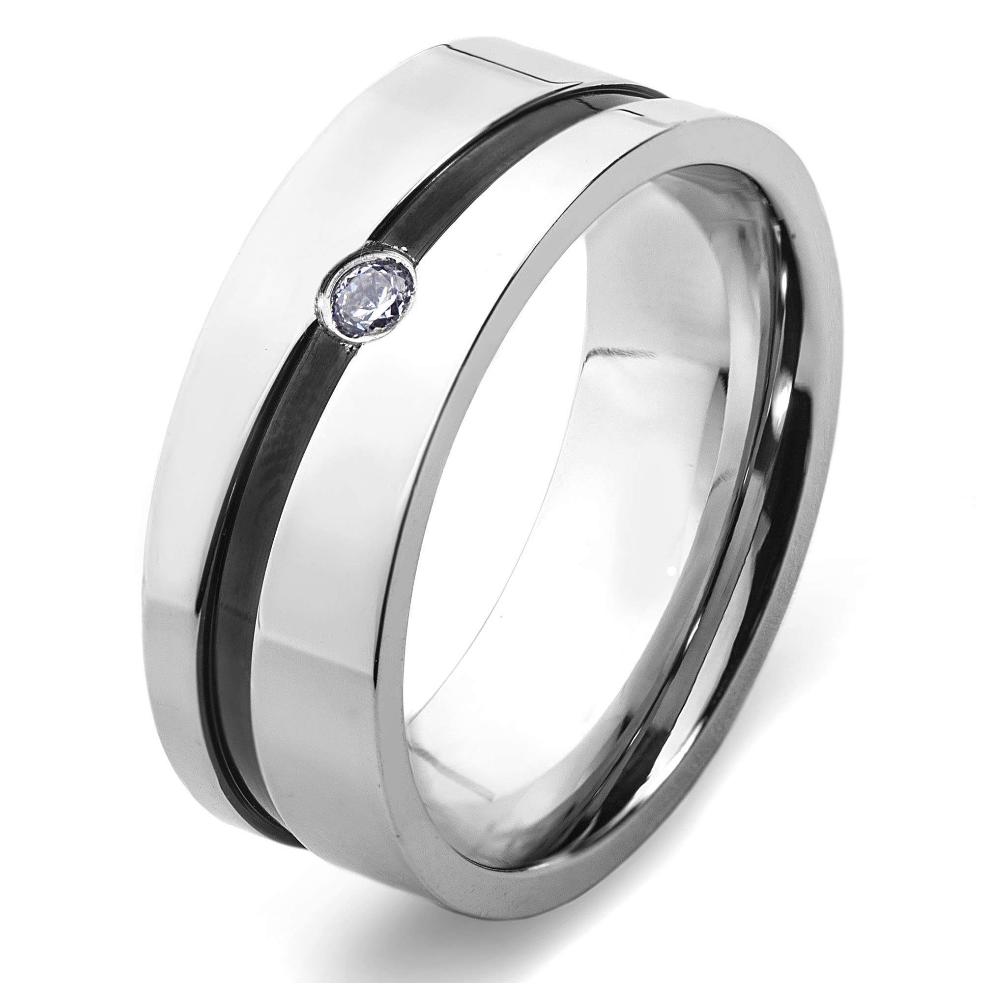 Foto 1 | Anillo West Coast Jewelry De Plata Con Ranura De Circonita Cúbica Chapada En Negro - Venta Internacional.