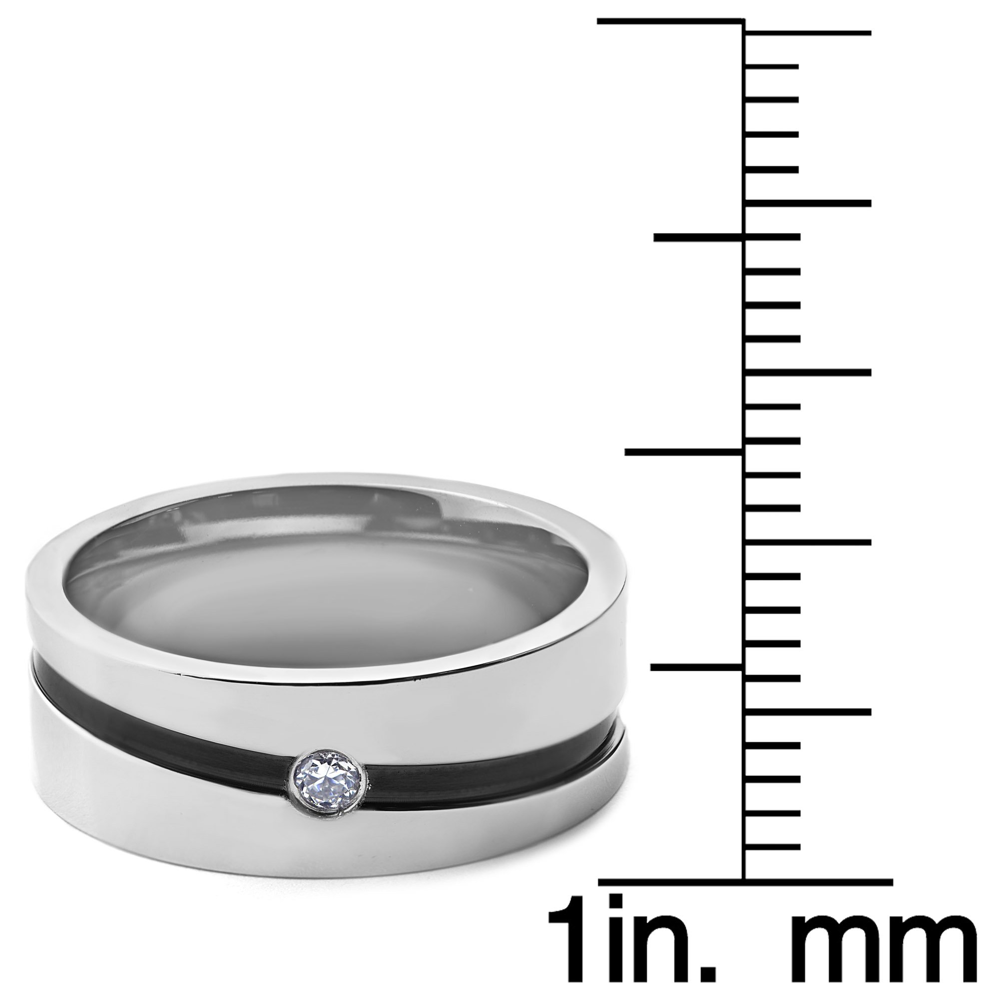 Foto 4 pulgar | Anillo West Coast Jewelry De Plata Con Ranura De Circonita Cúbica Chapada En Negro - Venta Internacional.