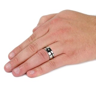 Foto 4 | Anillo West Coast Jewelry De Plata Con Ranura De Circonita Cúbica Chapada En Negro - Venta Internacional.