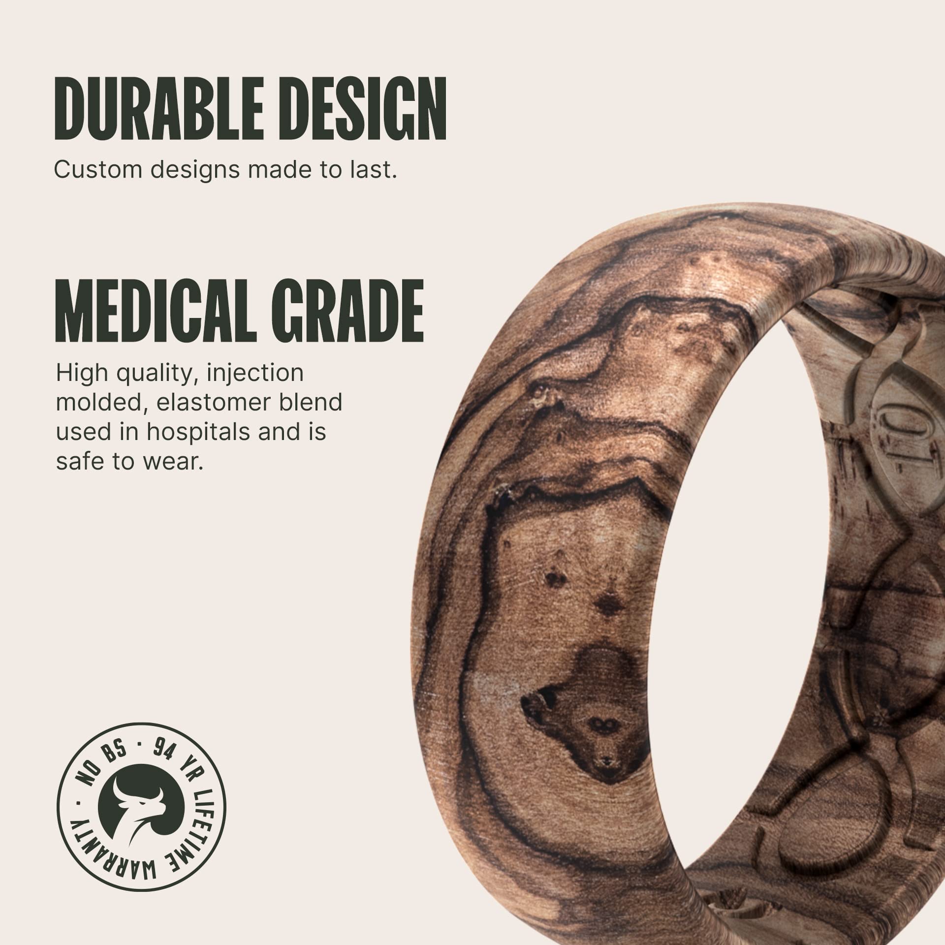Foto 3 pulgar | Anillo De Silicona Groove Life Nomad Burled Walnut Para Hombre, Talla 8 - Venta Internacional.