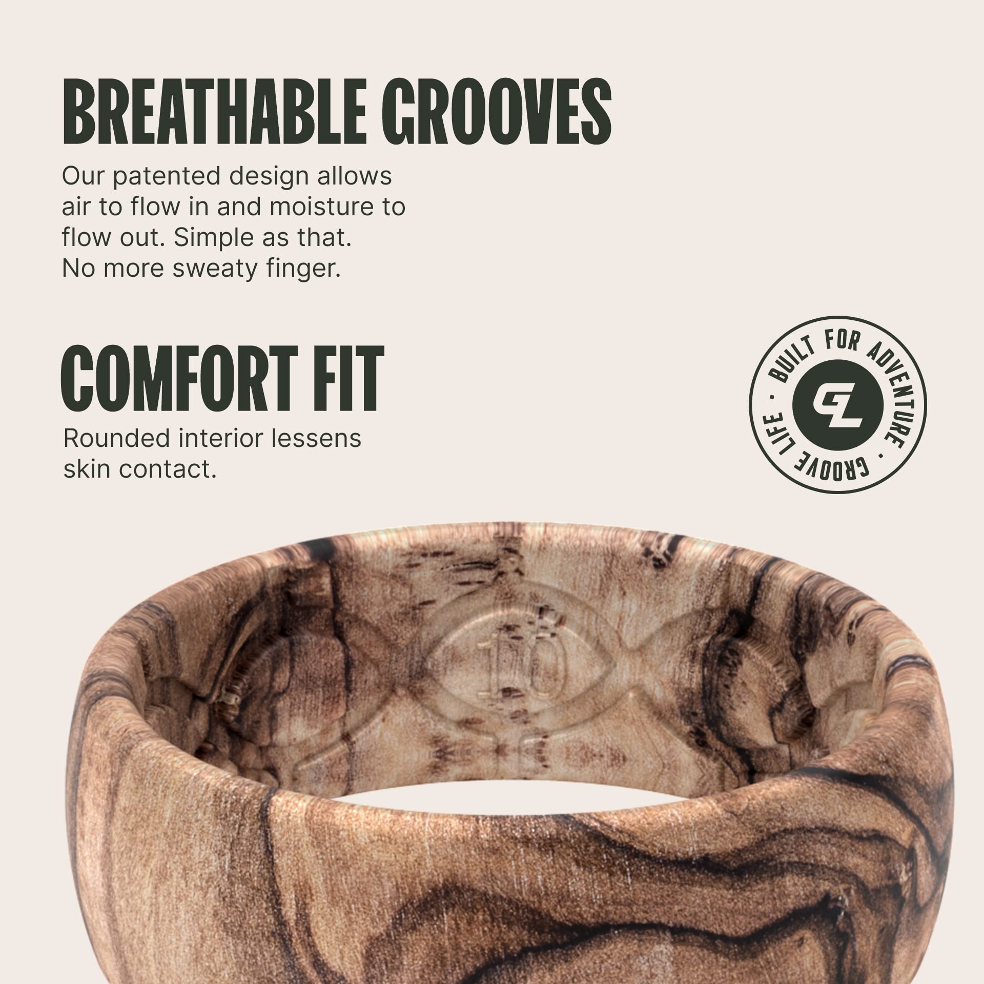 Foto 4 pulgar | Anillo De Silicona Groove Life Nomad Burled Walnut Para Hombre, Talla 8 - Venta Internacional.