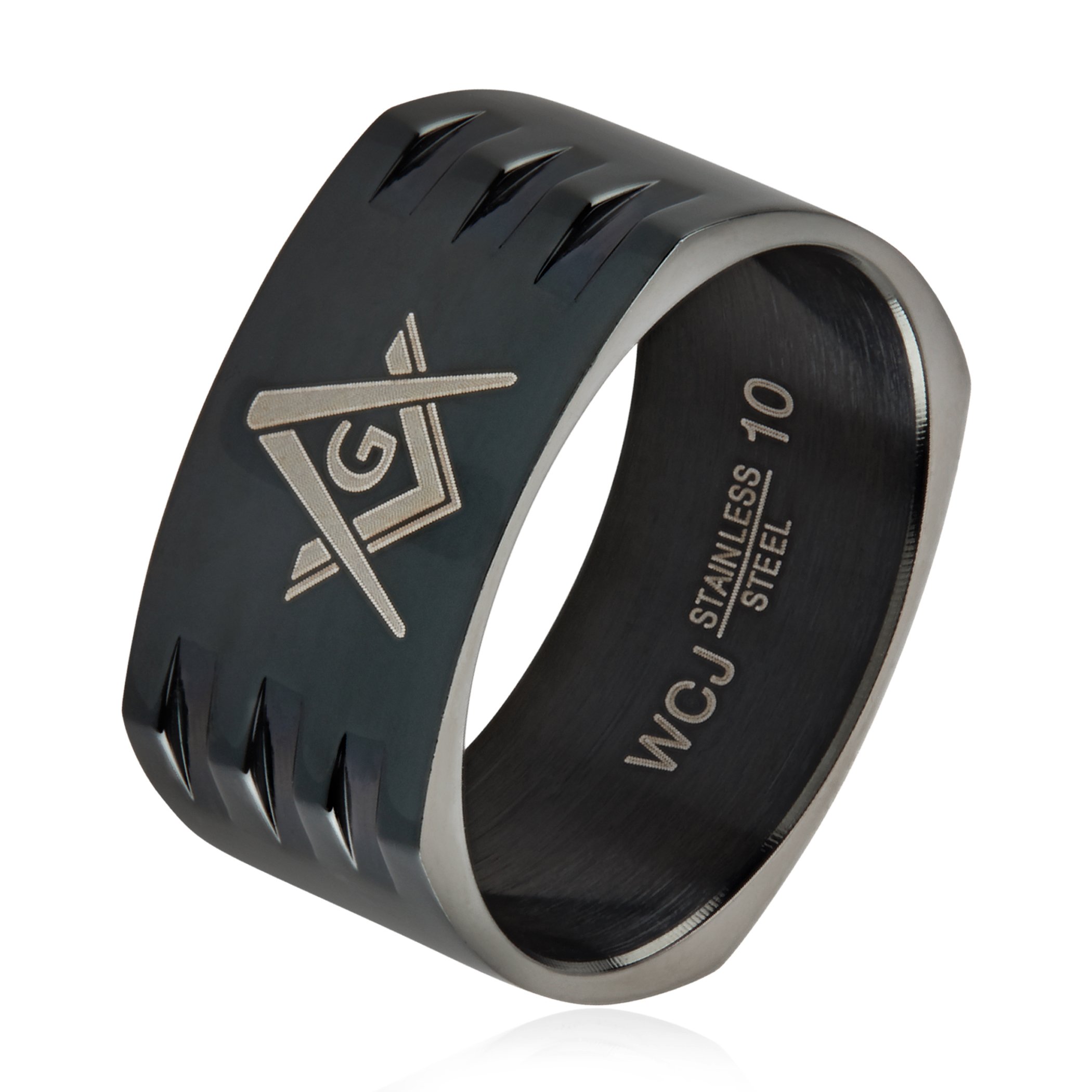 Foto 1 | Anillo West Coast Jewelry Masonic De Acero Inoxidable Chapado En Negro - Venta Internacional.