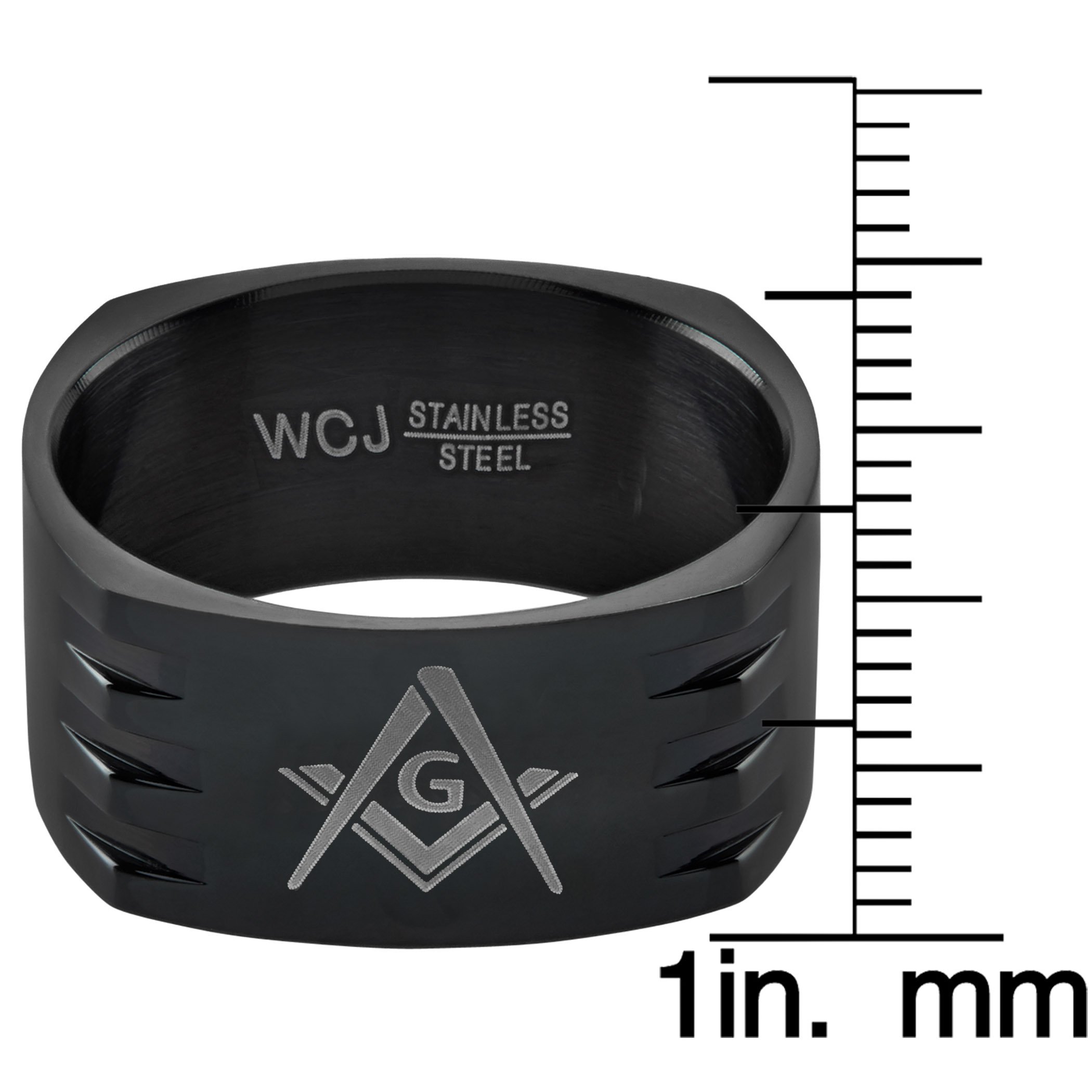 Foto 3 | Anillo West Coast Jewelry Masonic De Acero Inoxidable Chapado En Negro - Venta Internacional.