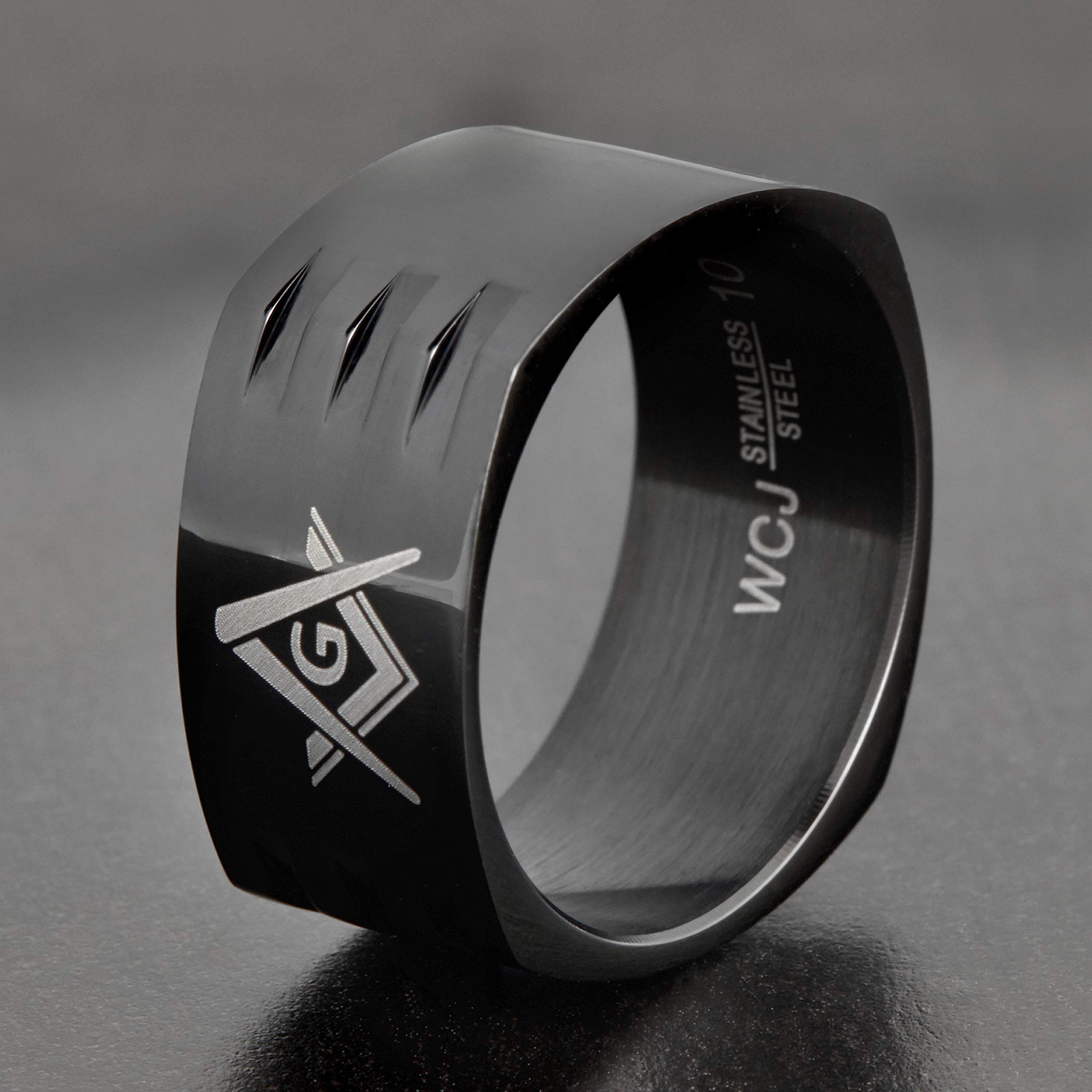 Foto 5 pulgar | Anillo West Coast Jewelry Masonic De Acero Inoxidable Chapado En Negro - Venta Internacional.