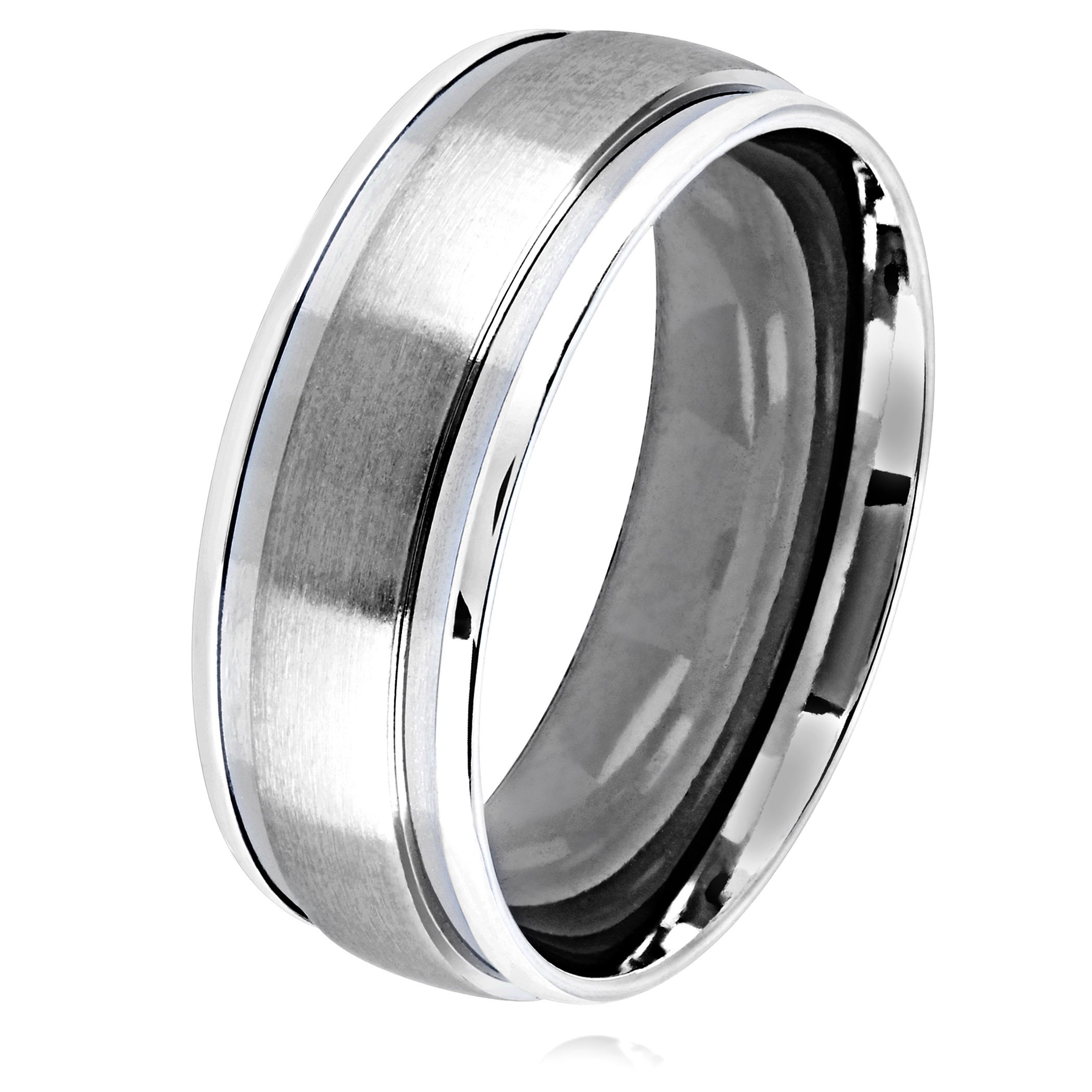 Anillo West Coast Jewelry De Acero Inoxidable Con Doble Acabado, 8 Mm - Venta Internacional.