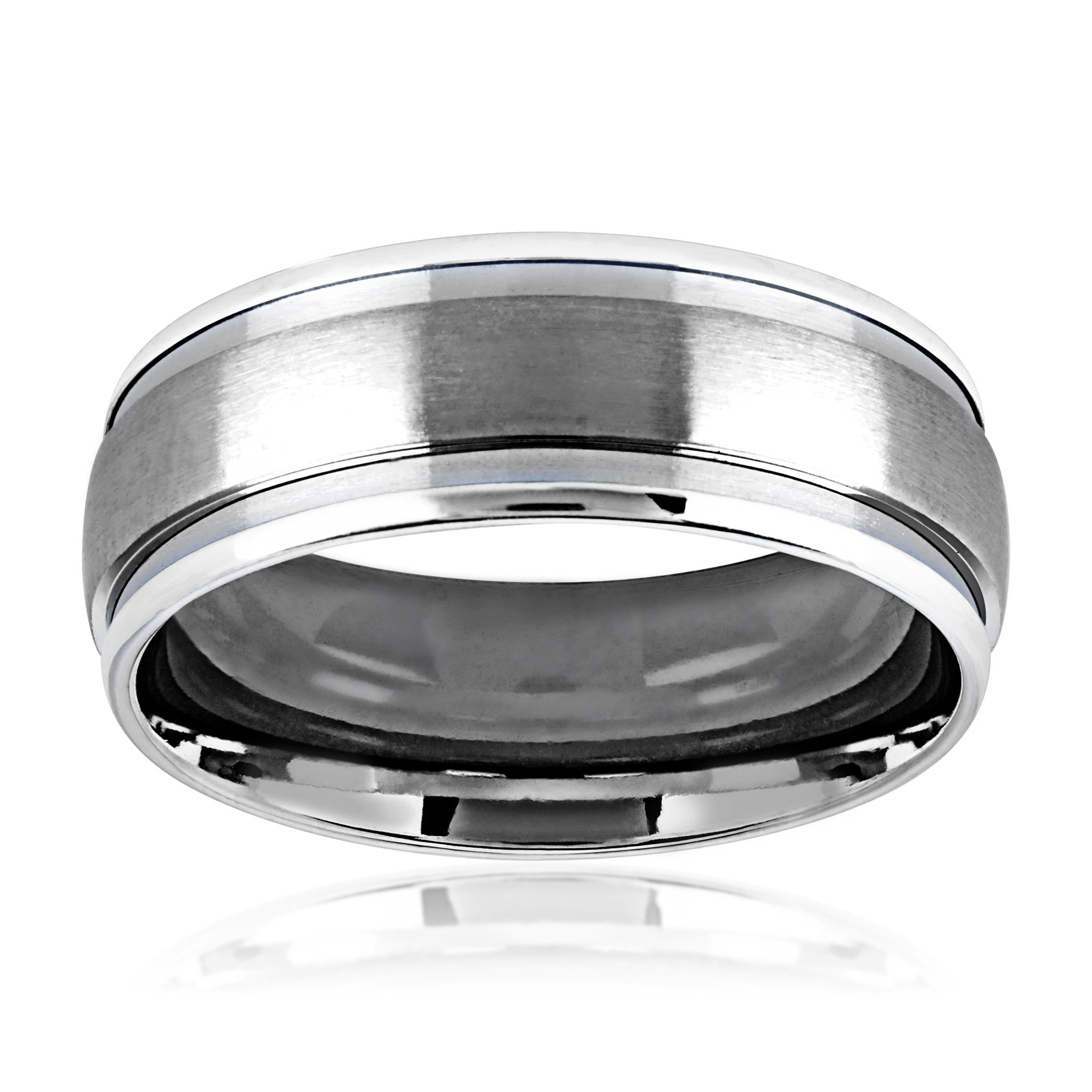 Foto 3 pulgar | Anillo West Coast Jewelry De Acero Inoxidable Con Doble Acabado, 8 Mm - Venta Internacional.
