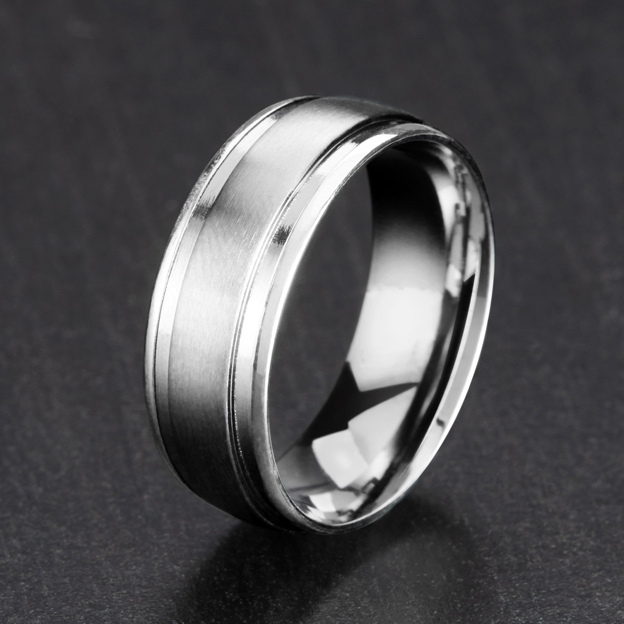 Foto 5 pulgar | Anillo West Coast Jewelry De Acero Inoxidable Con Doble Acabado, 8 Mm - Venta Internacional.