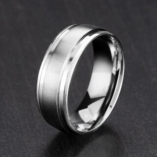 Foto 4 | Anillo West Coast Jewelry De Acero Inoxidable Con Doble Acabado, 8 Mm - Venta Internacional.