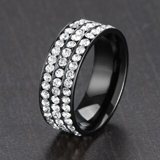 Foto 4 | Anillo West Coast Jewelry Triple Eternity Crystal De Acero Inoxidable - Venta Internacional.