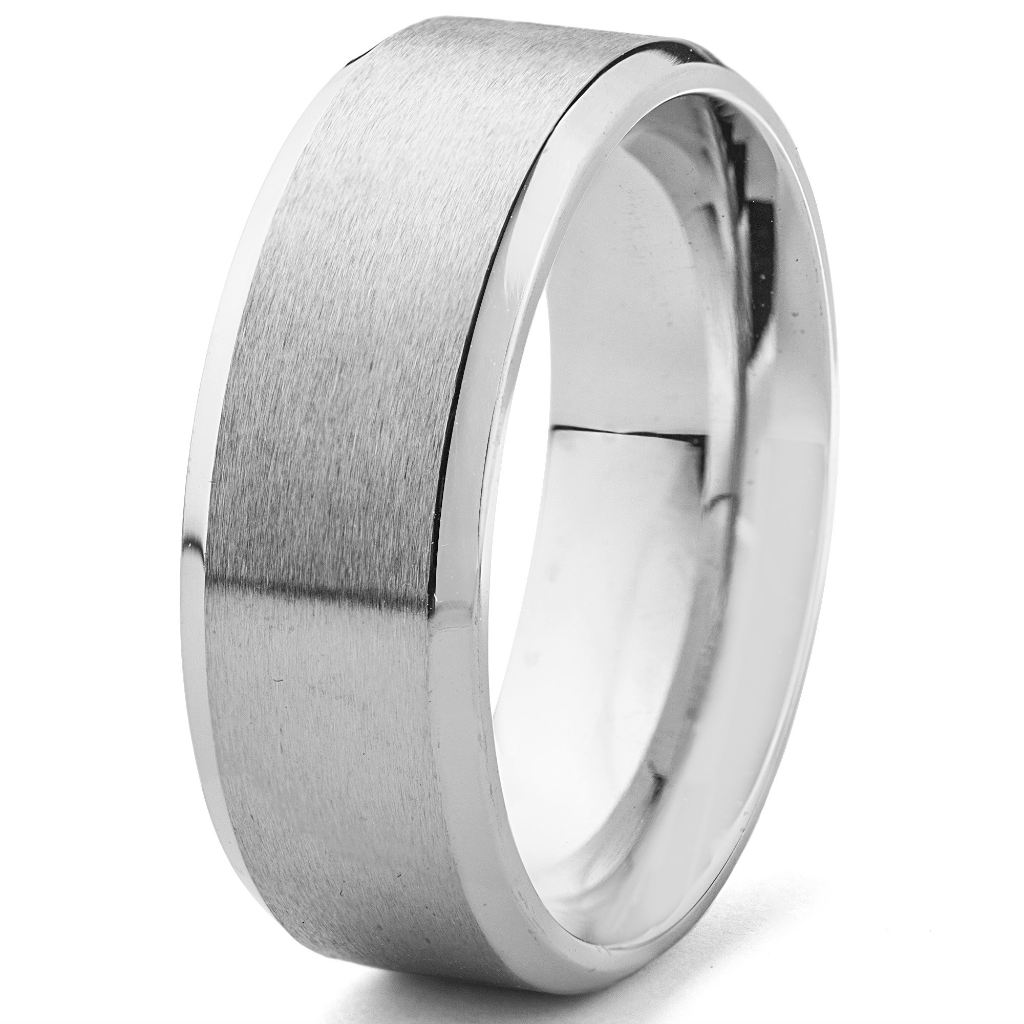 Foto 2 pulgar | Anillo West Coast Jewelry, Correa De Acero Inoxidable Cepillado De 8 Mm - Venta Internacional.