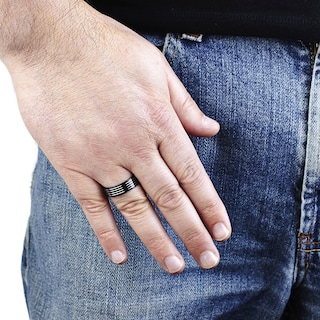 Foto 4 | Anillo West Coast Jewelry De Acero Inoxidable Chapado En Negro Para Hombre - Venta Internacional.