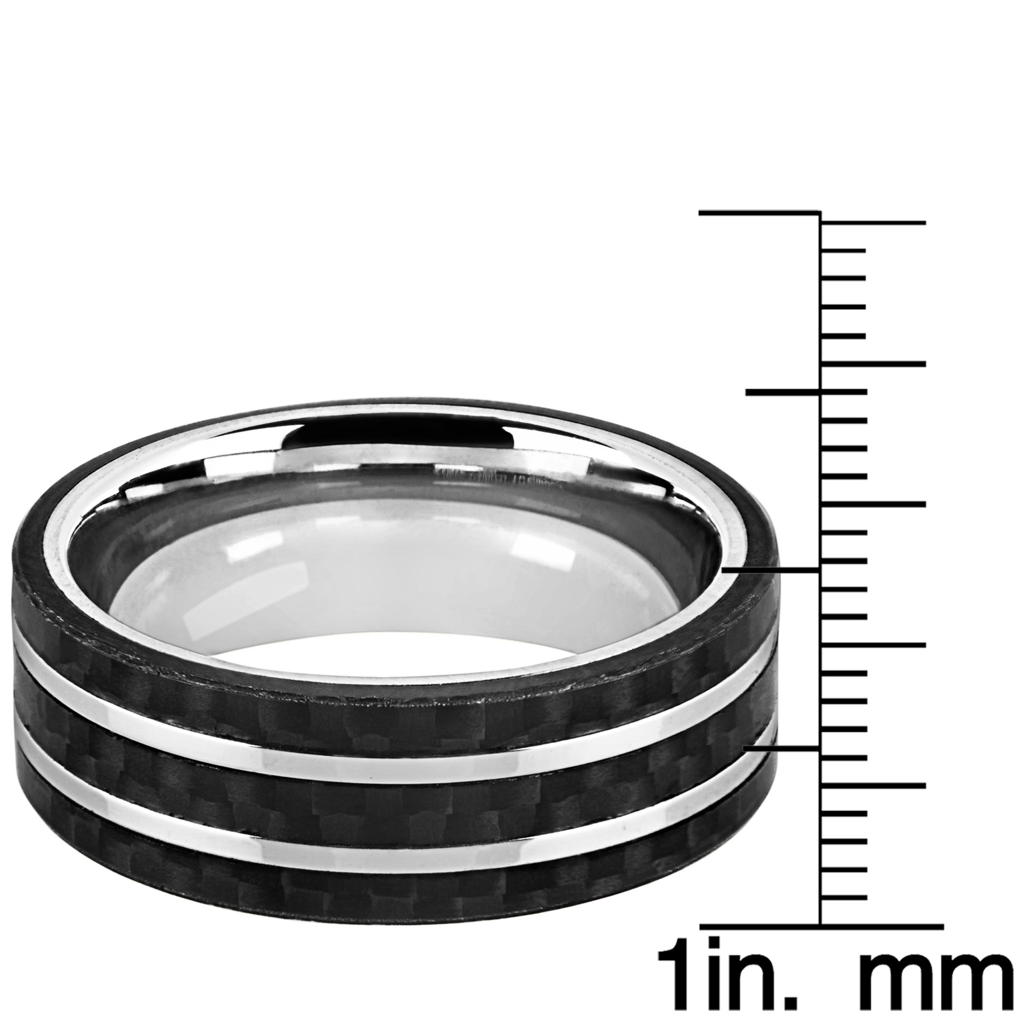 Foto 4 pulgar | Anillo West Coast Jewelry De Acero Inoxidable Y Fibra De Carbono De 8 Mm - Venta Internacional.