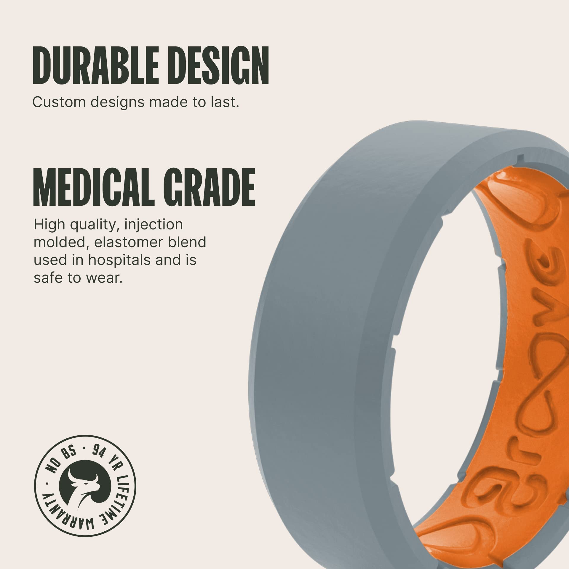Foto 3 pulgar | Anillo De Silicona Groove Life Edge Storm Gris/naranja Talla 11 Para Hombre - Venta Internacional.
