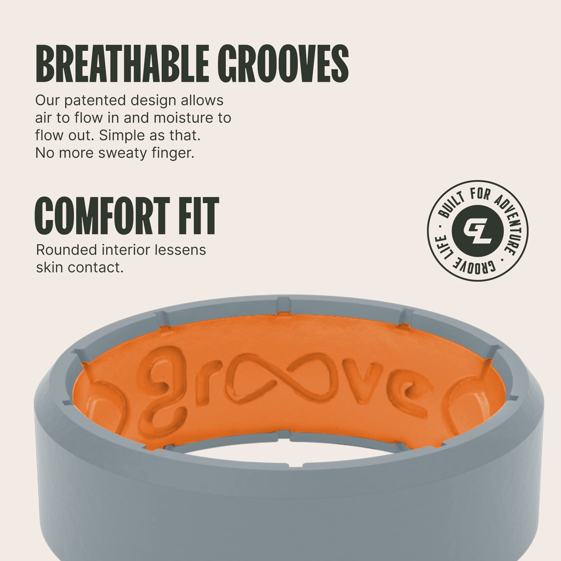 Foto 4 pulgar | Anillo De Silicona Groove Life Edge Storm Gris/naranja Talla 11 Para Hombre - Venta Internacional.