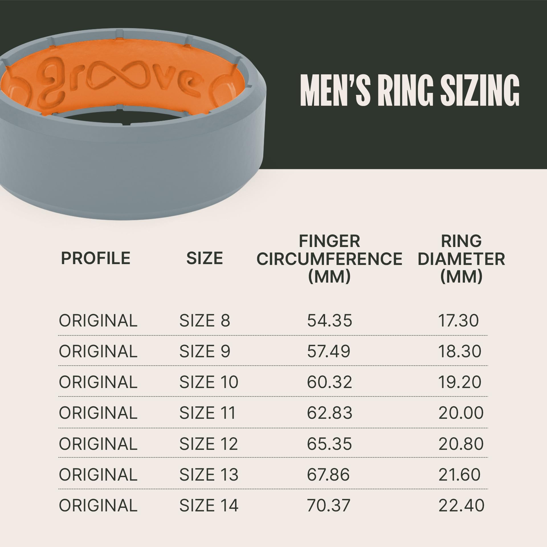Foto 6 pulgar | Anillo De Silicona Groove Life Edge Storm Gris/naranja Talla 11 Para Hombre - Venta Internacional.