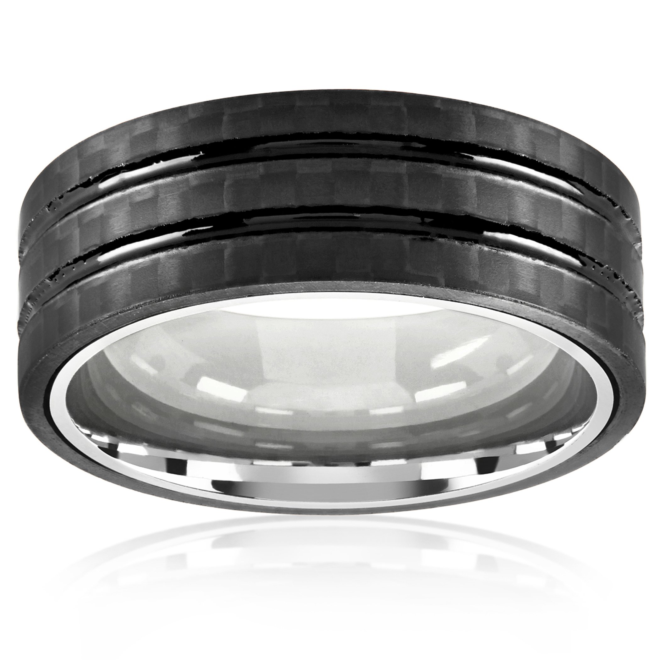 Foto 2 | Anillo West Coast Jewelry De Acero Inoxidable Y Fibra De Carbono De 8 Mm - Venta Internacional.