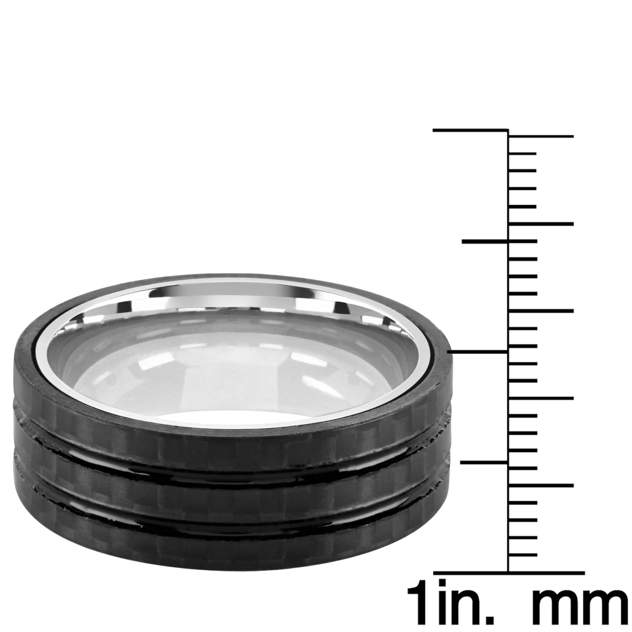 Foto 4 pulgar | Anillo West Coast Jewelry De Acero Inoxidable Y Fibra De Carbono De 8 Mm - Venta Internacional.