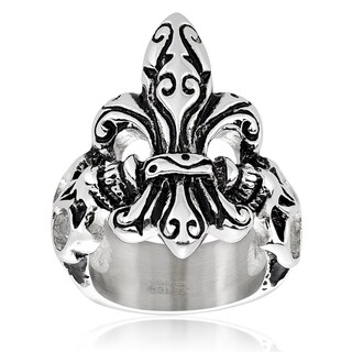 Foto 1 | Anillo West Coast Jewelry De Acero Inoxidable Envejecido Con Calavera De Flor De Lis - Venta Internacional.