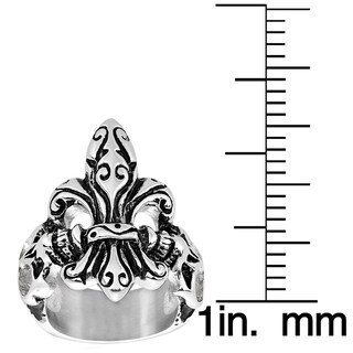 Foto 3 | Anillo West Coast Jewelry De Acero Inoxidable Envejecido Con Calavera De Flor De Lis - Venta Internacional.