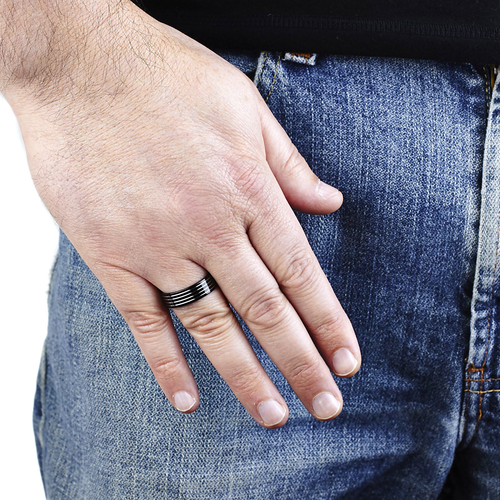 Foto 5 pulgar | Anillo West Coast Jewelry De Acero Inoxidable Chapado En Negro Para Hombre - Venta Internacional.
