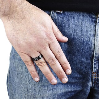 Foto 4 | Anillo West Coast Jewelry De Acero Inoxidable Chapado En Negro Para Hombre - Venta Internacional.
