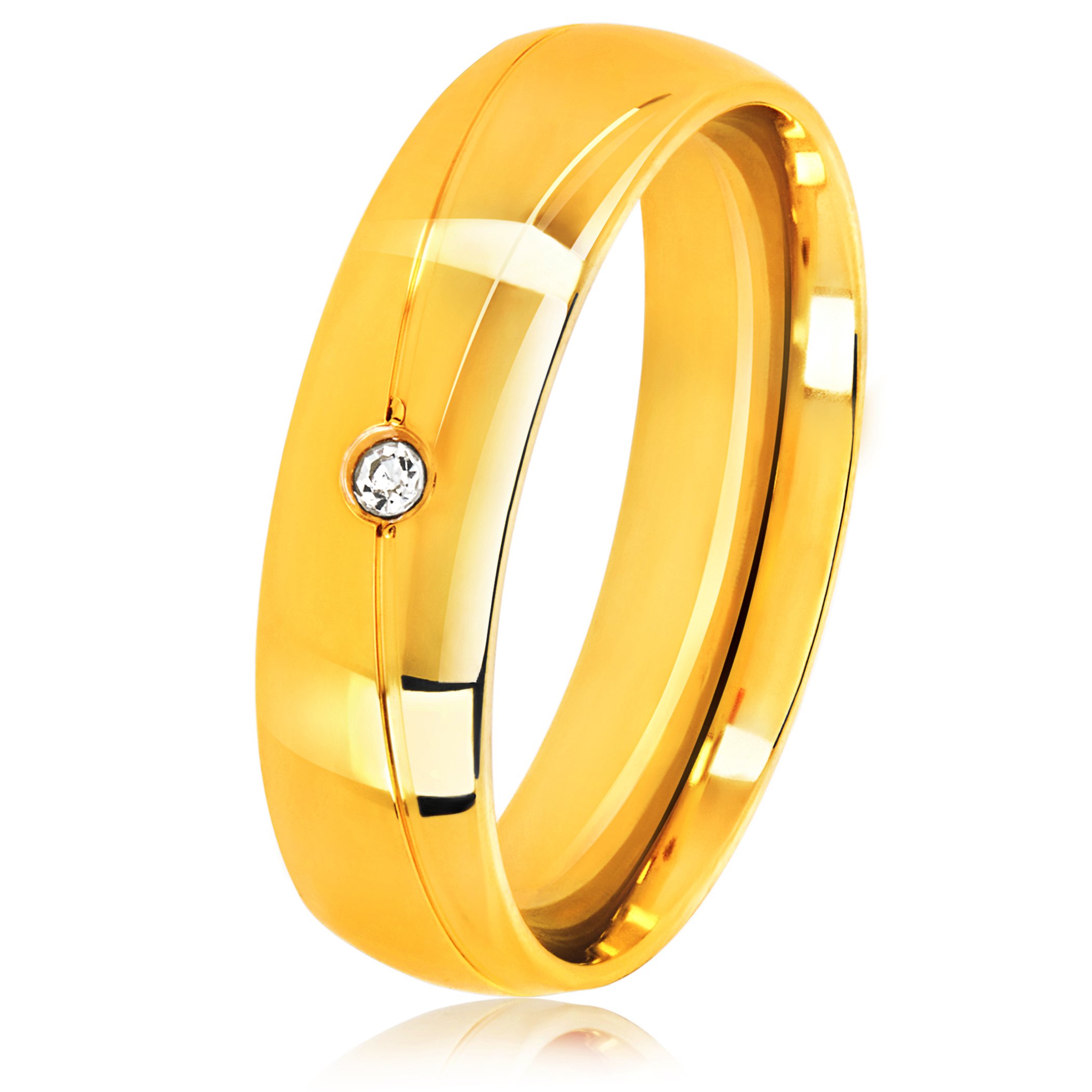 Foto 1 | Anillo West Coast Jewelry Solitaire De Acero Inoxidable Chapado En Oro - Venta Internacional.