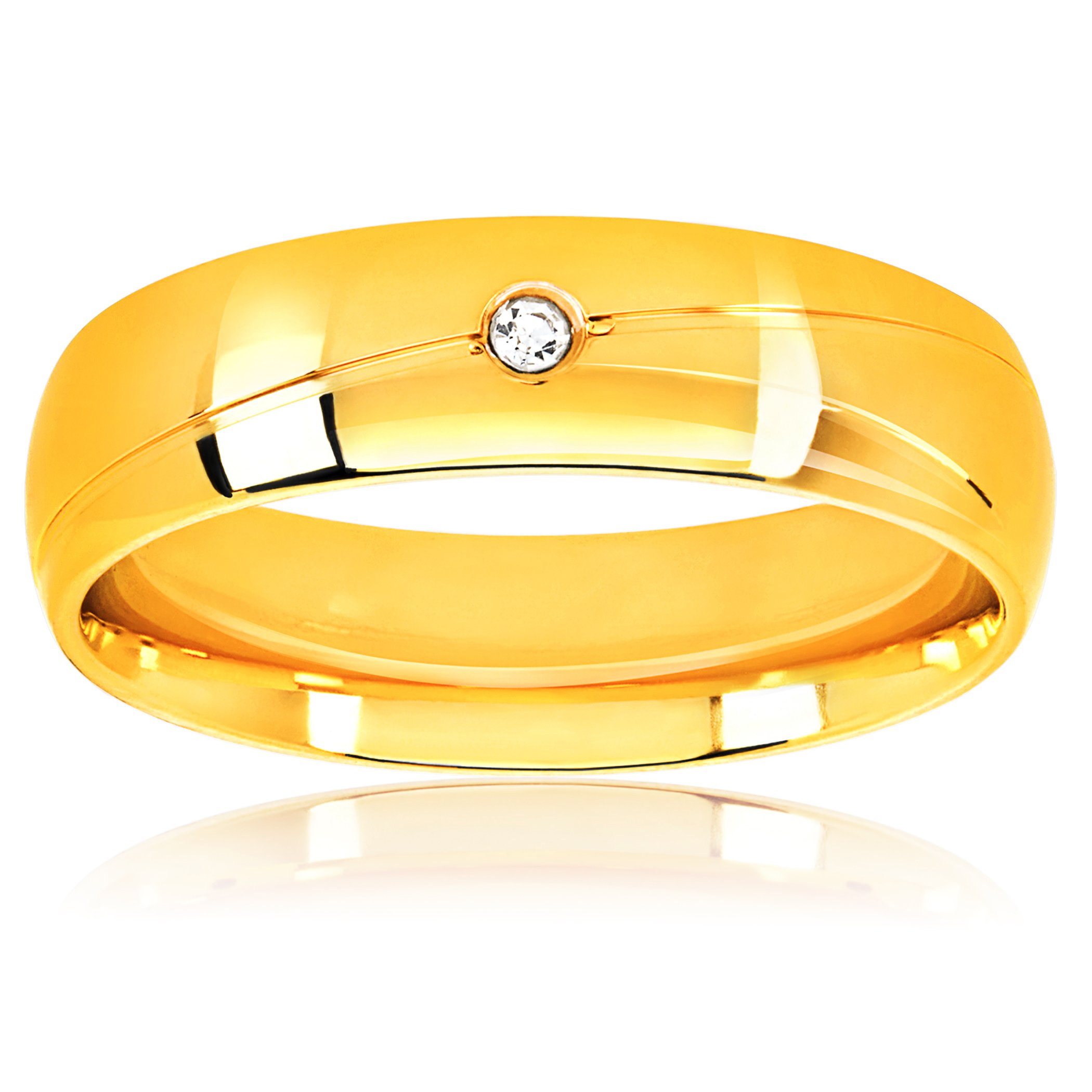 Foto 2 | Anillo West Coast Jewelry Solitaire De Acero Inoxidable Chapado En Oro - Venta Internacional.