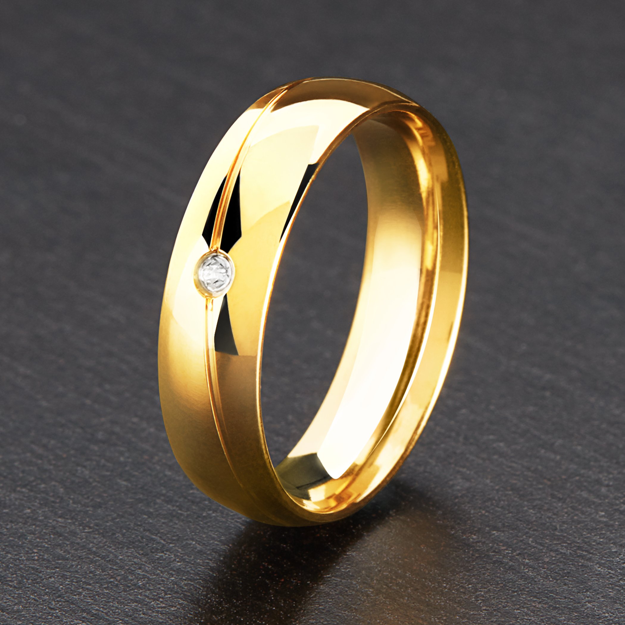 Foto 5 pulgar | Anillo West Coast Jewelry Solitaire De Acero Inoxidable Chapado En Oro - Venta Internacional.