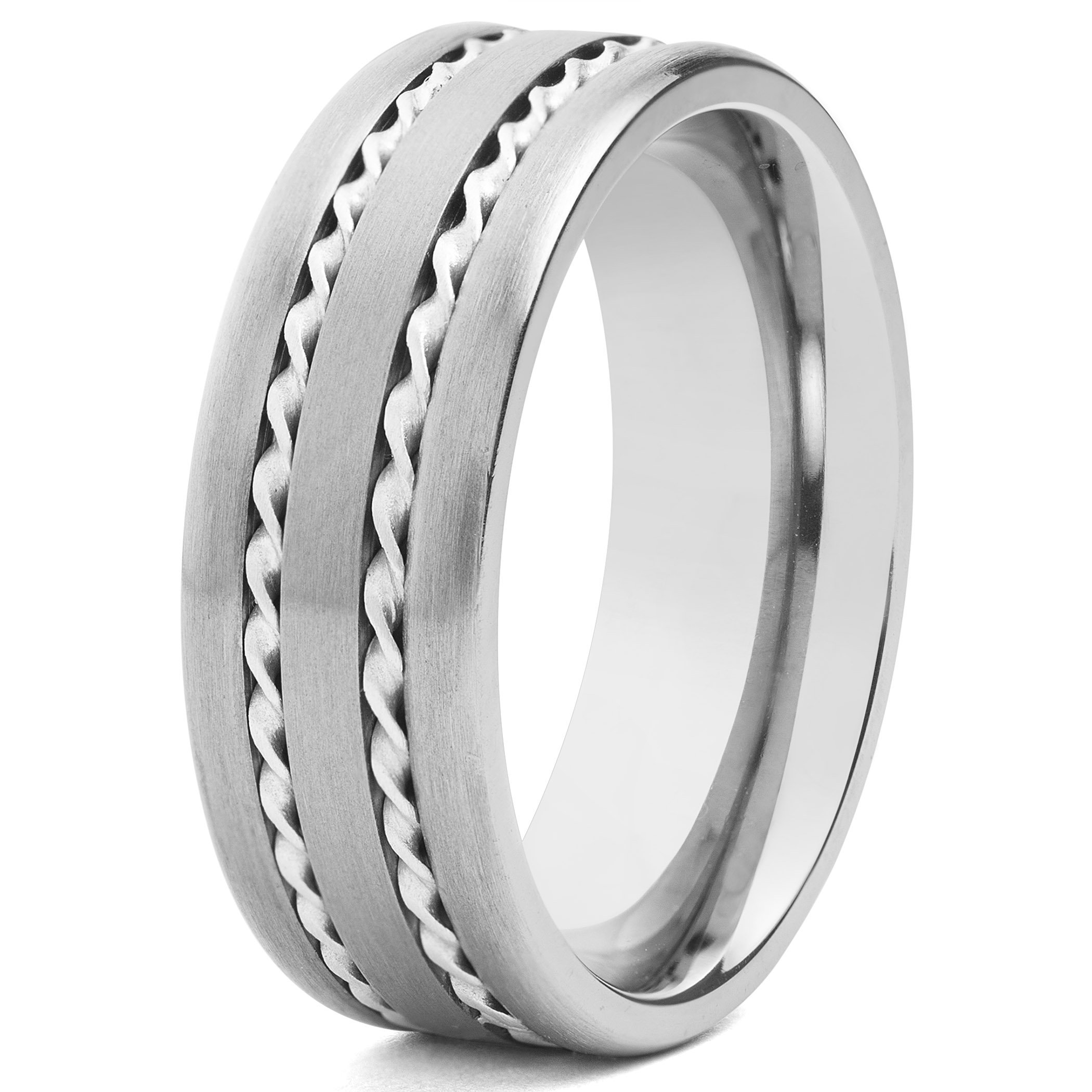 Foto 1 | Anillo West Coast Jewelry Con Doble Incrustación De Cuerda De Titanio Y Plata - Venta Internacional.