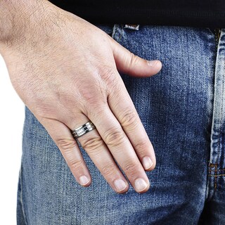 Foto 4 | Anillo West Coast Jewelry Con Doble Incrustación De Cuerda De Titanio Y Plata - Venta Internacional.