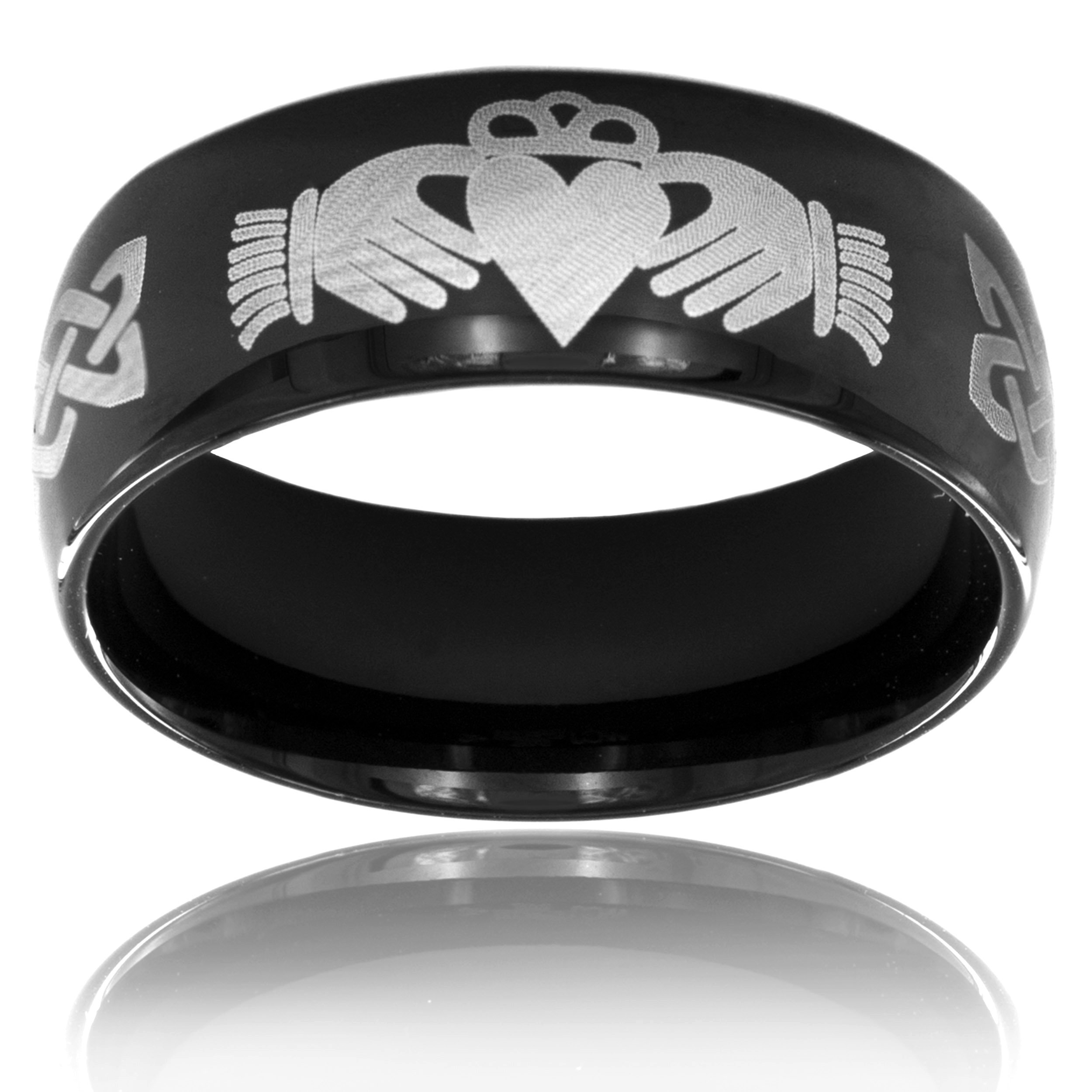 Foto 5 pulgar | Anillo West Coast Jewelry De Acero Inoxidable Chapado En Negro De 8 Mm - Venta Internacional.