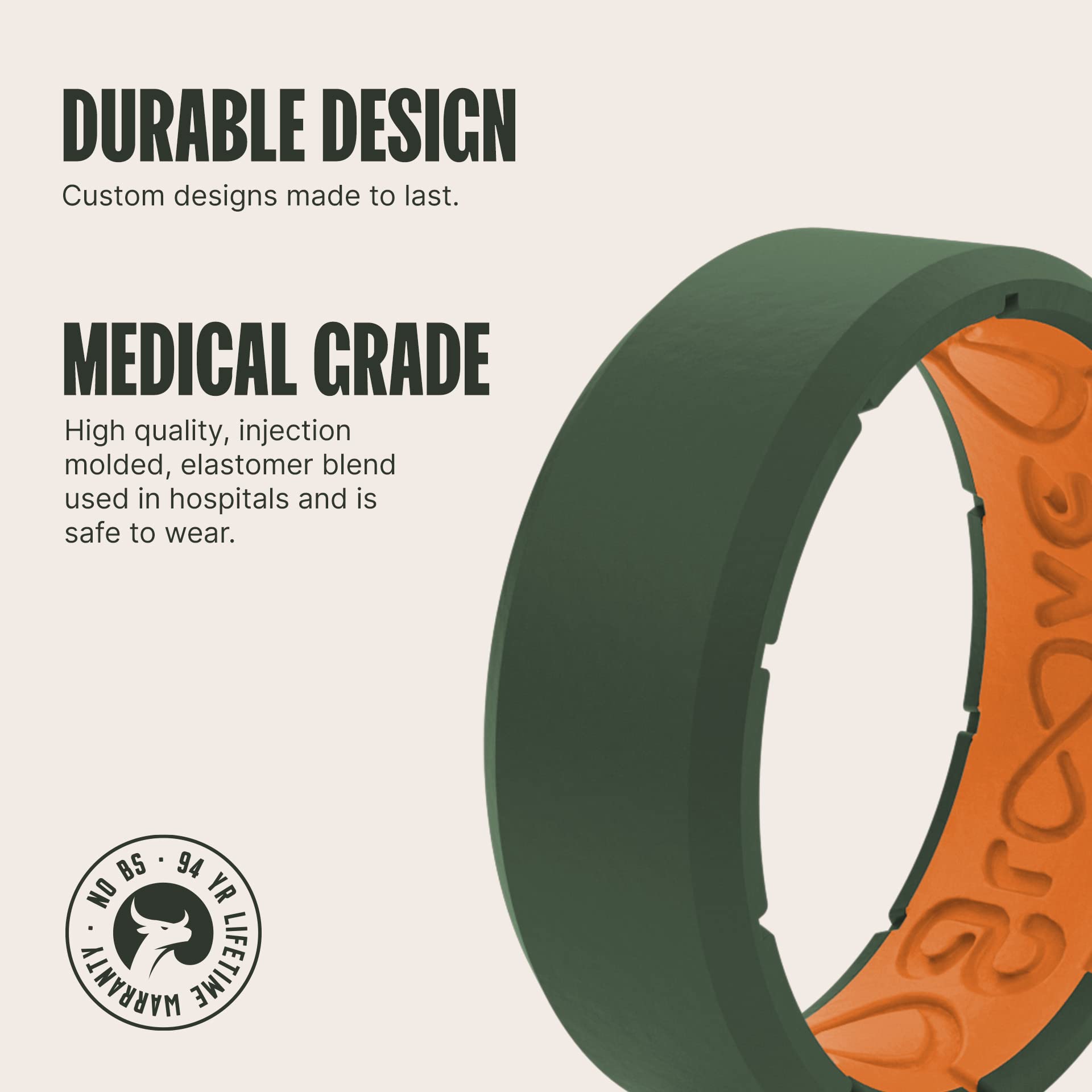 Foto 3 pulgar | Anillo De Silicona Groove Life Edge Verde Musgo/naranja Talla 11 Para Hombre - Venta Internacional.