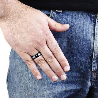 Foto 4 | Anillo West Coast Jewelry De Acero Inoxidable Negro Con Fibra De Carbono - Venta Internacional.